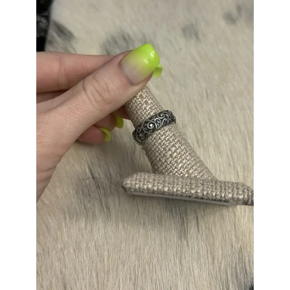 Carolyn Pollack Relios Sterling Silver Floral Flower Scrolly Braided Ring 7